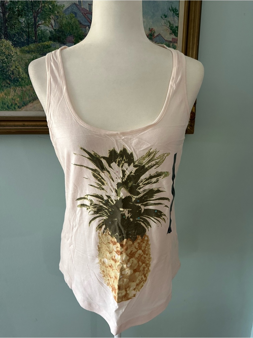 Banana Republic Light Pink Pineapple Print Tank Top